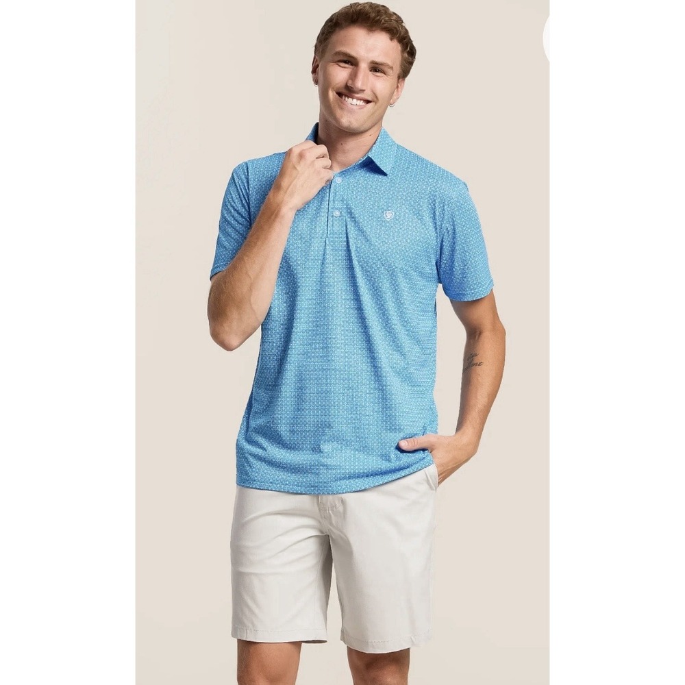Ariat Western Tek Polo Mens Small Short Sleeve Performance Stretch Golf Logo